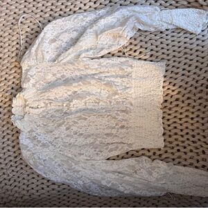 For Love And Lemons White Lace Button Down Shirt